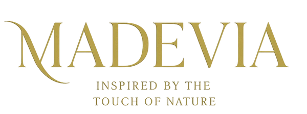 Madevia logo with tagline 'Inspired by the Touch of Nature' on a white background